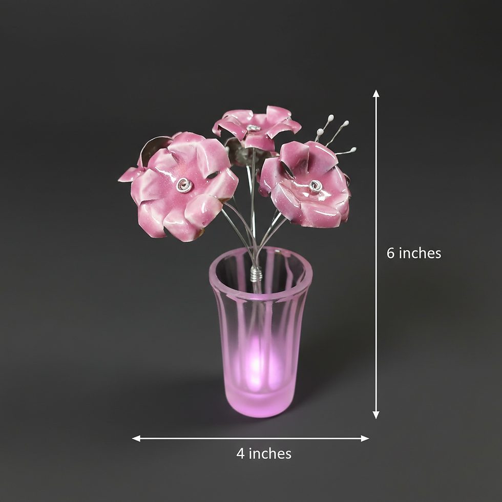 Thumbnail: Recycled Beer Cap Flower Bouquet in Hand-painted Miniature Vase