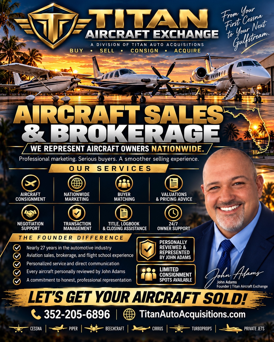 Titan Aircraft Exchange — nationwide aircraft sales, consignment and brokerage with John Adams
