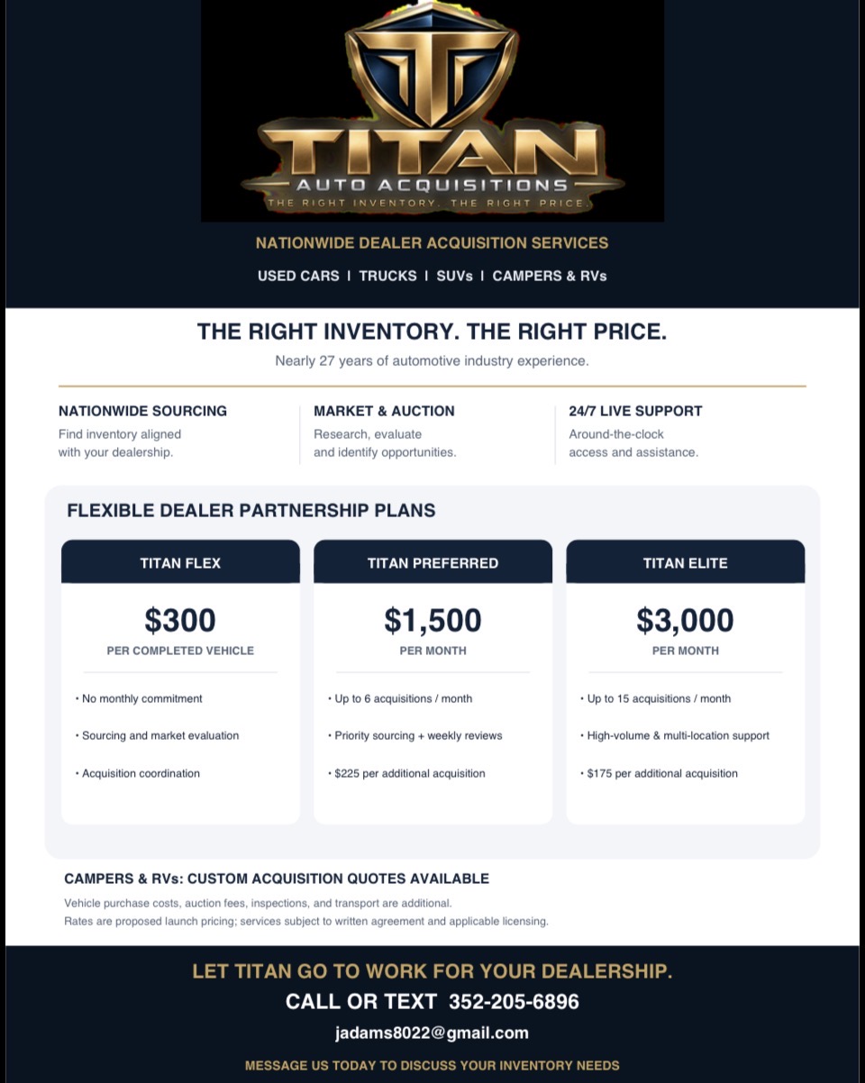 Titan dealer pricing and partnership plan flyer