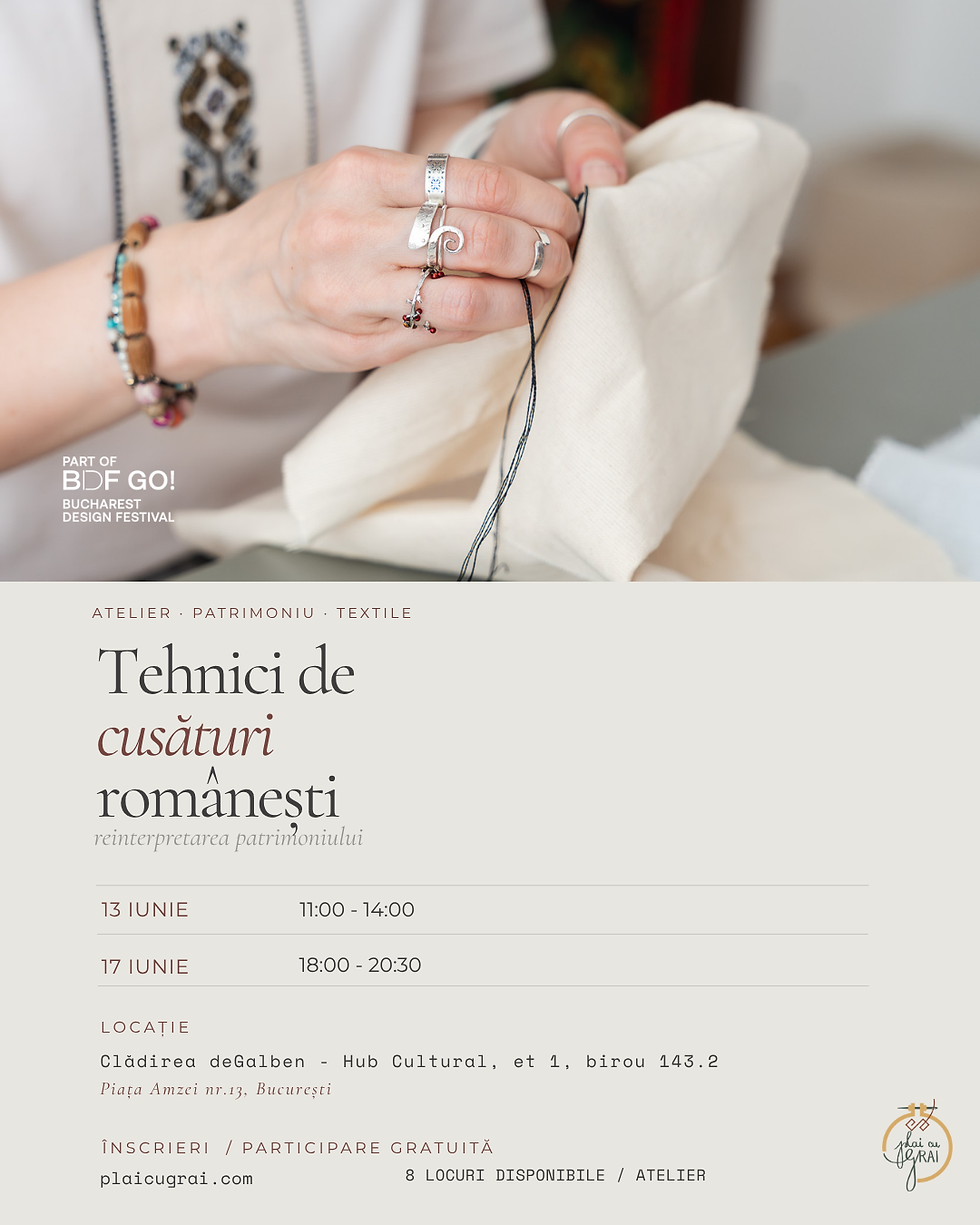 Reinterpretarea patrimoniului - atelier de cusături românești