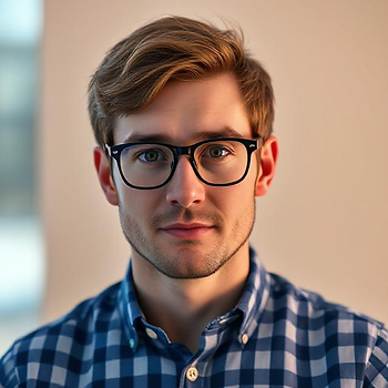 White man in blue-and-white checked shirt (image DeepAI)