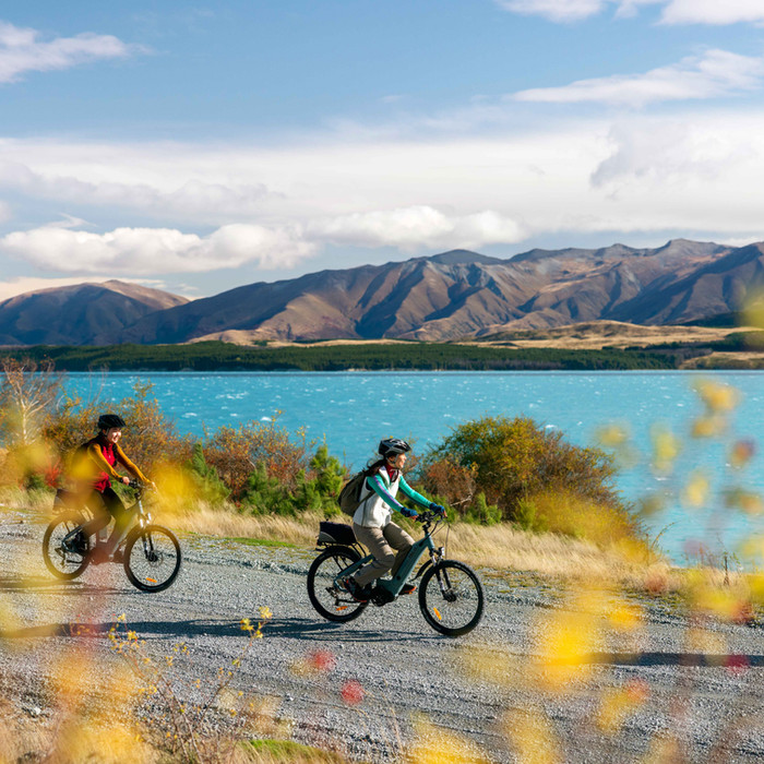 Cycling at Lake Tekapotakapo, Canterbury