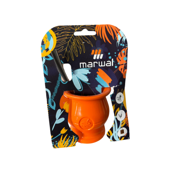 Mate Gordus Orange Color with Bombilla (Straw)