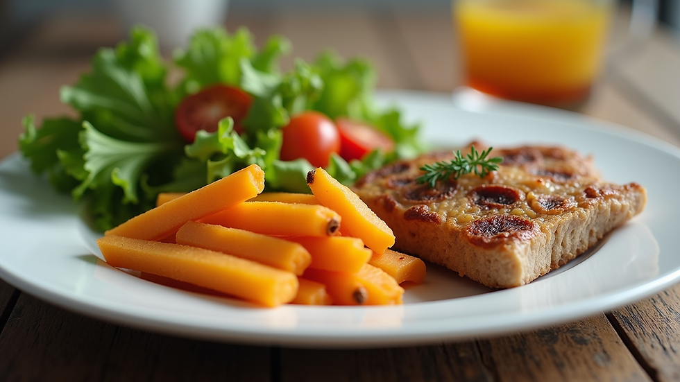 Close-up view of a healthy meal plate recommended for PCOS management