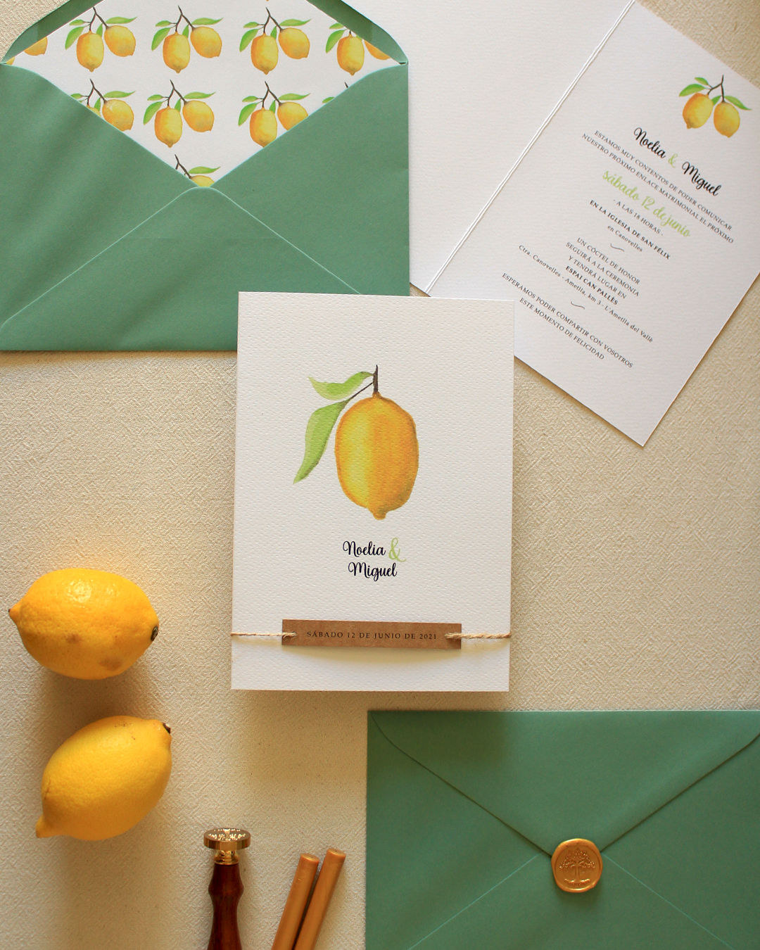 Invitación "acuarela limón"