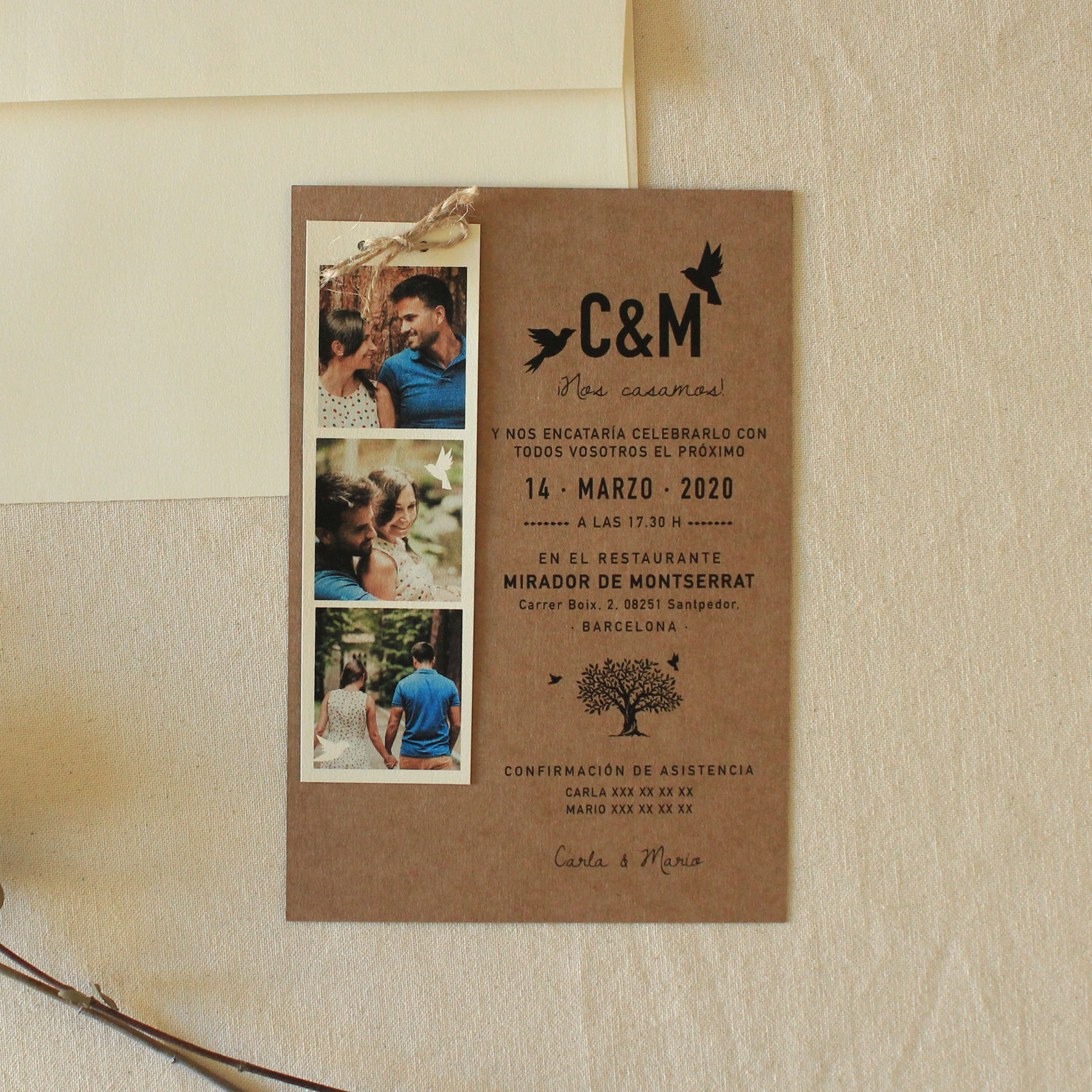 Invitación fotomatón kraft