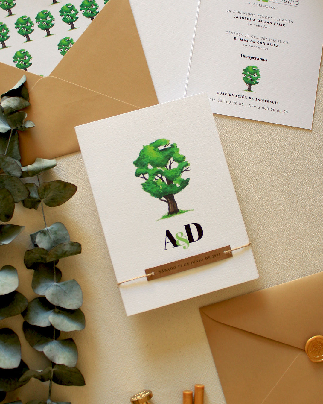 Invitación "acuarela árbol"