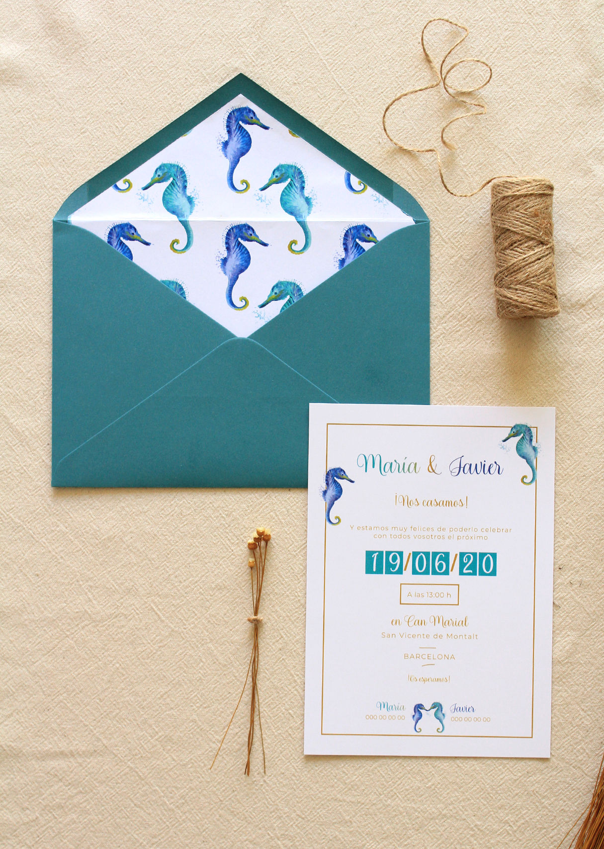 Invitación "Tarjeta Caballito de Mar"