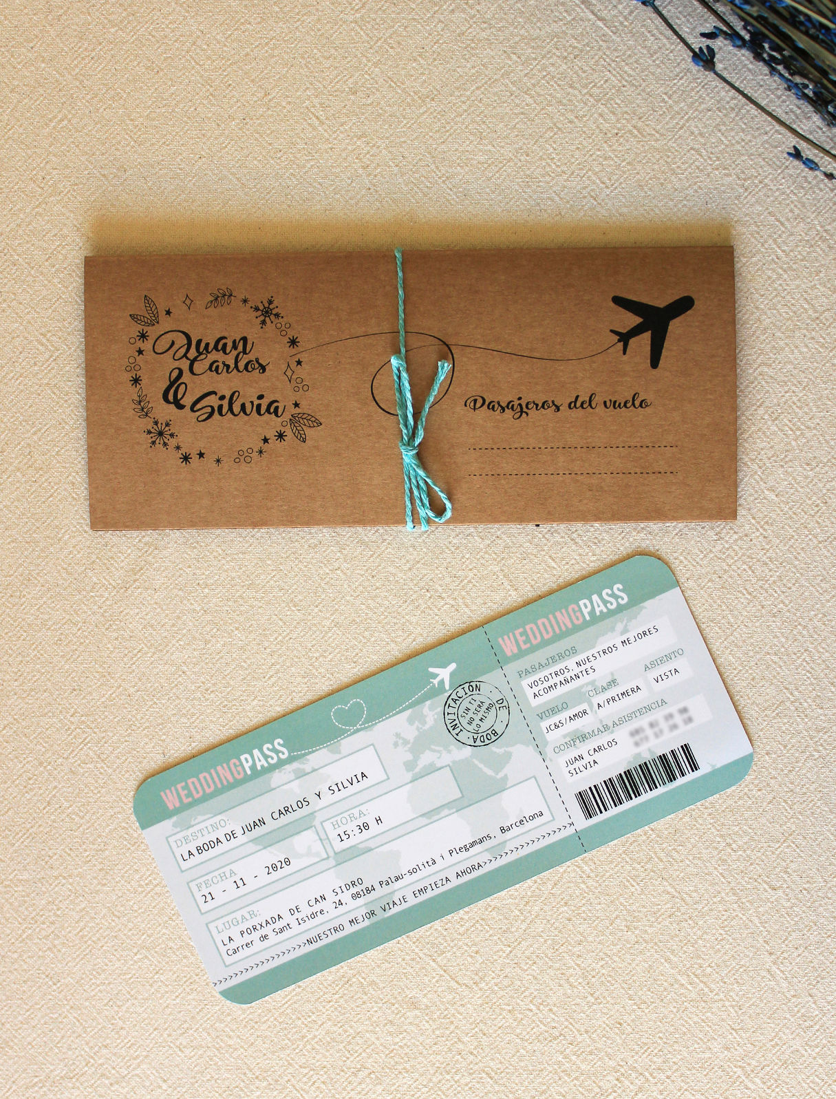 Invitación "billete de avión"