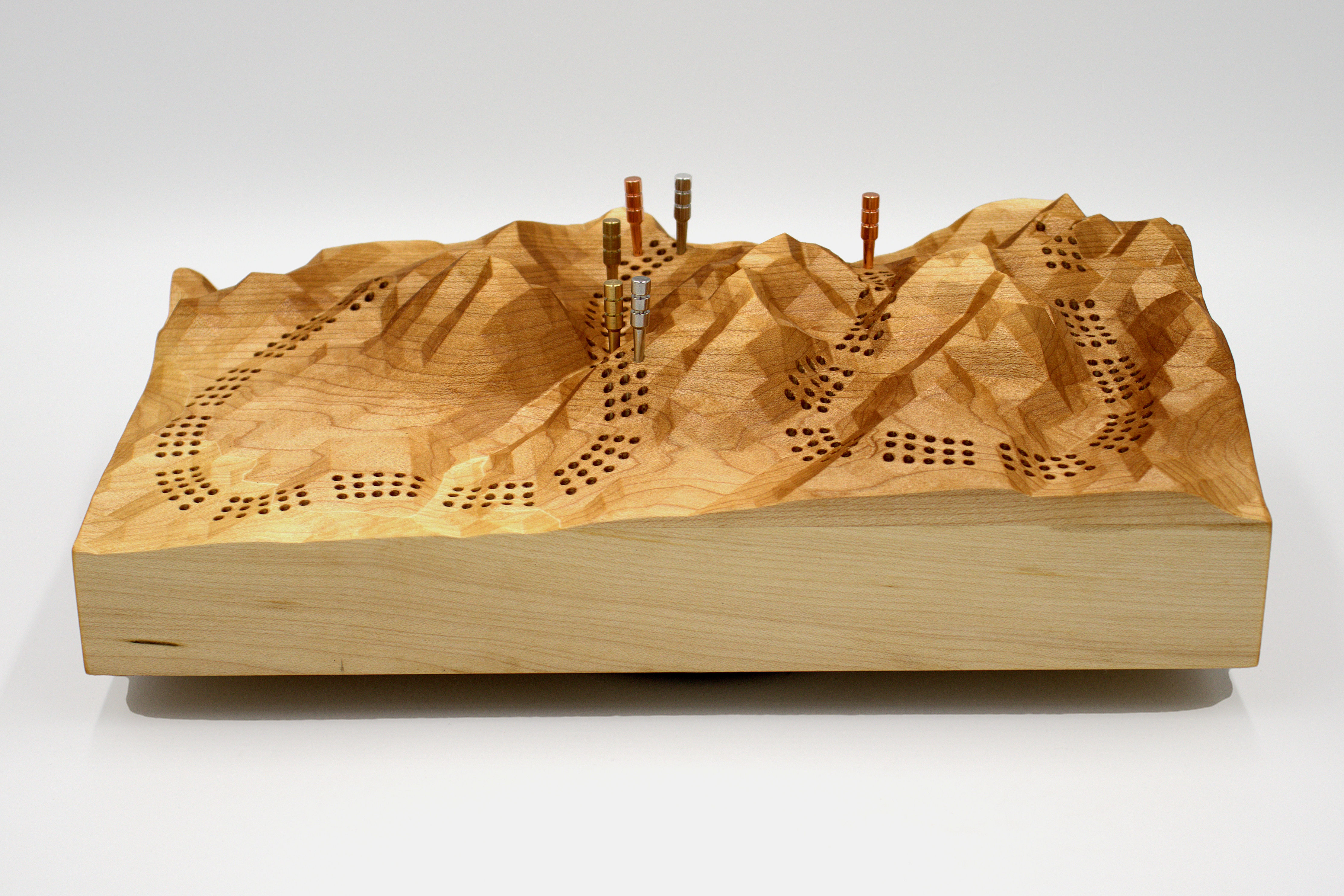 Silverthorne topographic cribbage board, back view