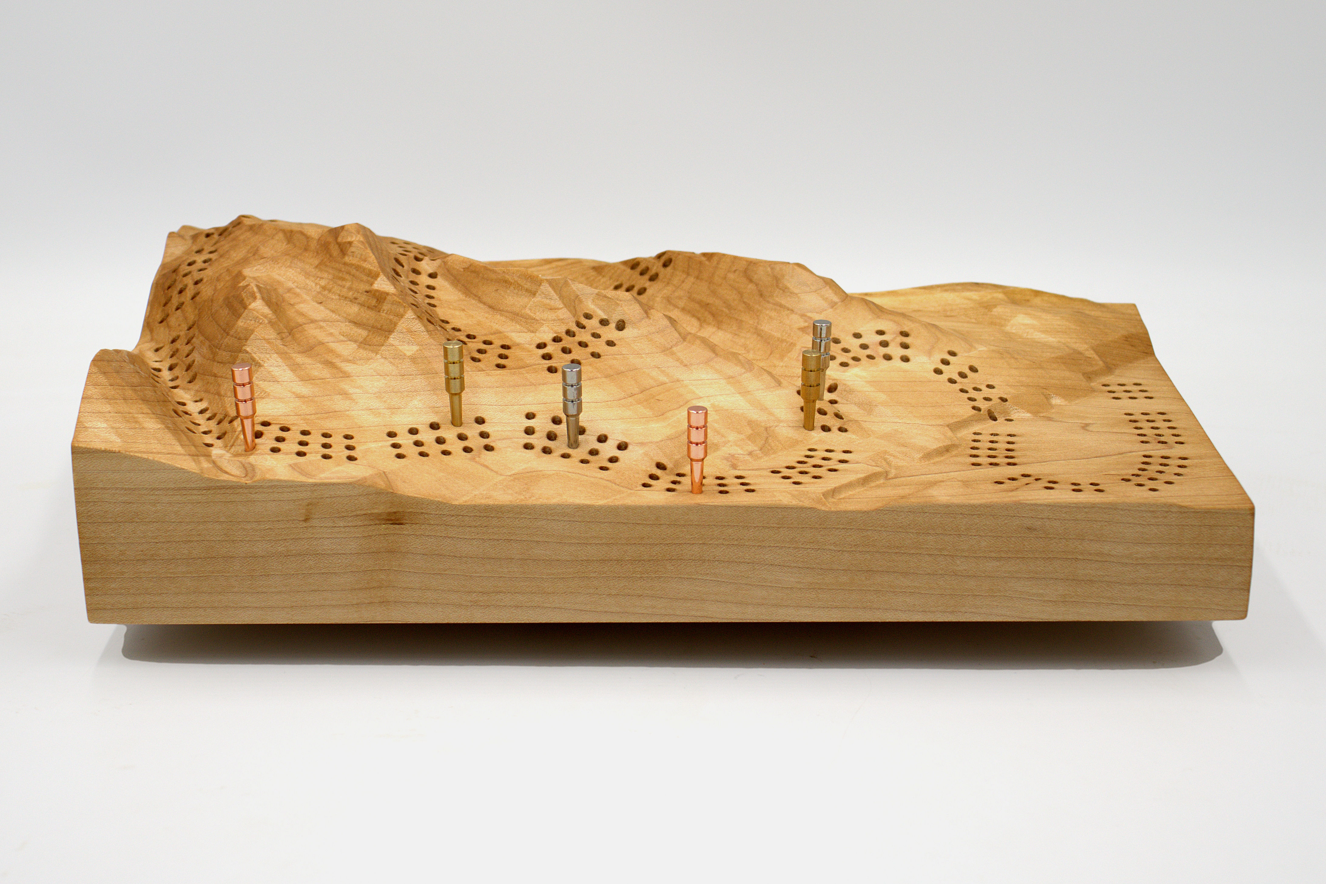 Sugarloaf Mountain Valdez topographic cribbage board, back view