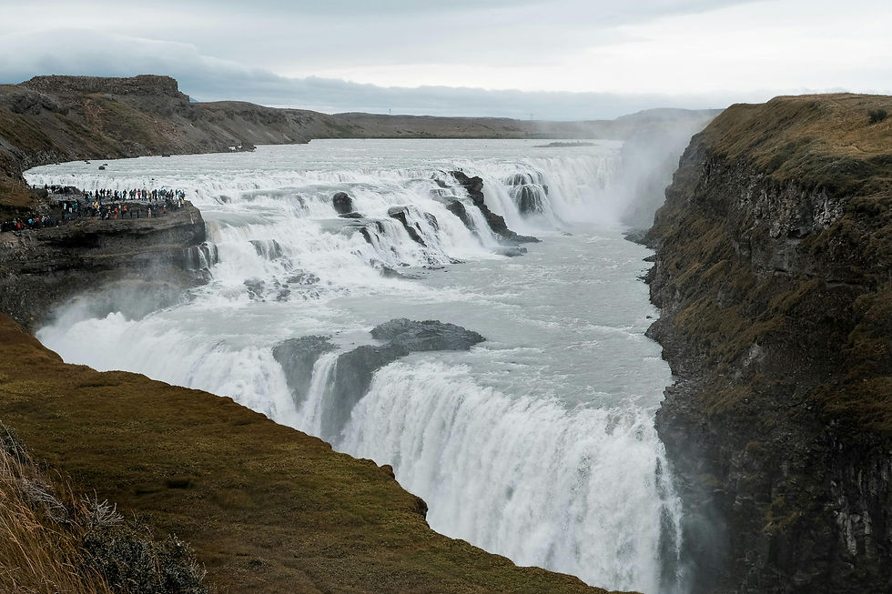 Gullfoss waterfall in Iceland: Majestic view of powerful cascades