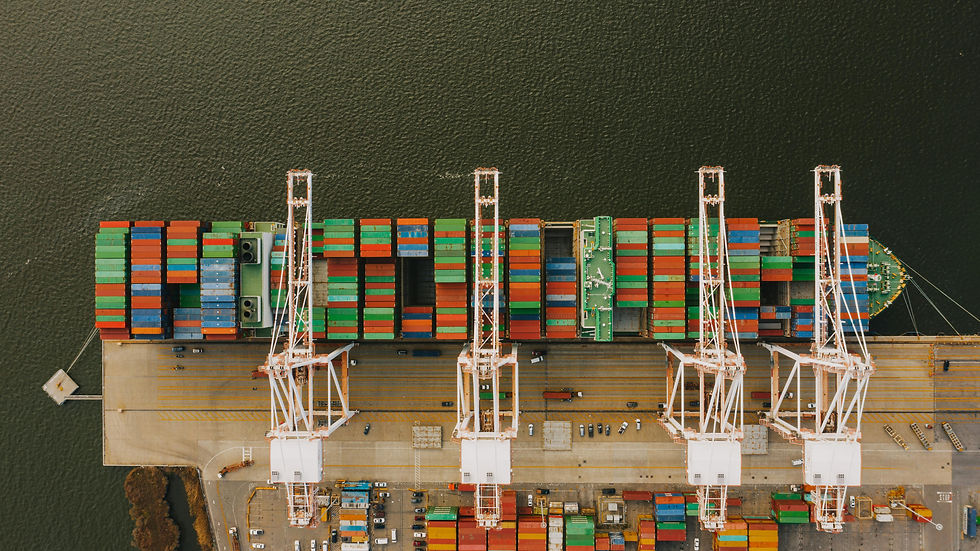 Aerial view of cargo ship at port, LogistiNet Website