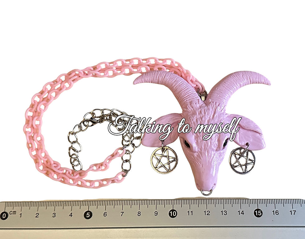 Thumbnail: ”Baphomet" Vuohen pää (baby pink) - riipus koristein