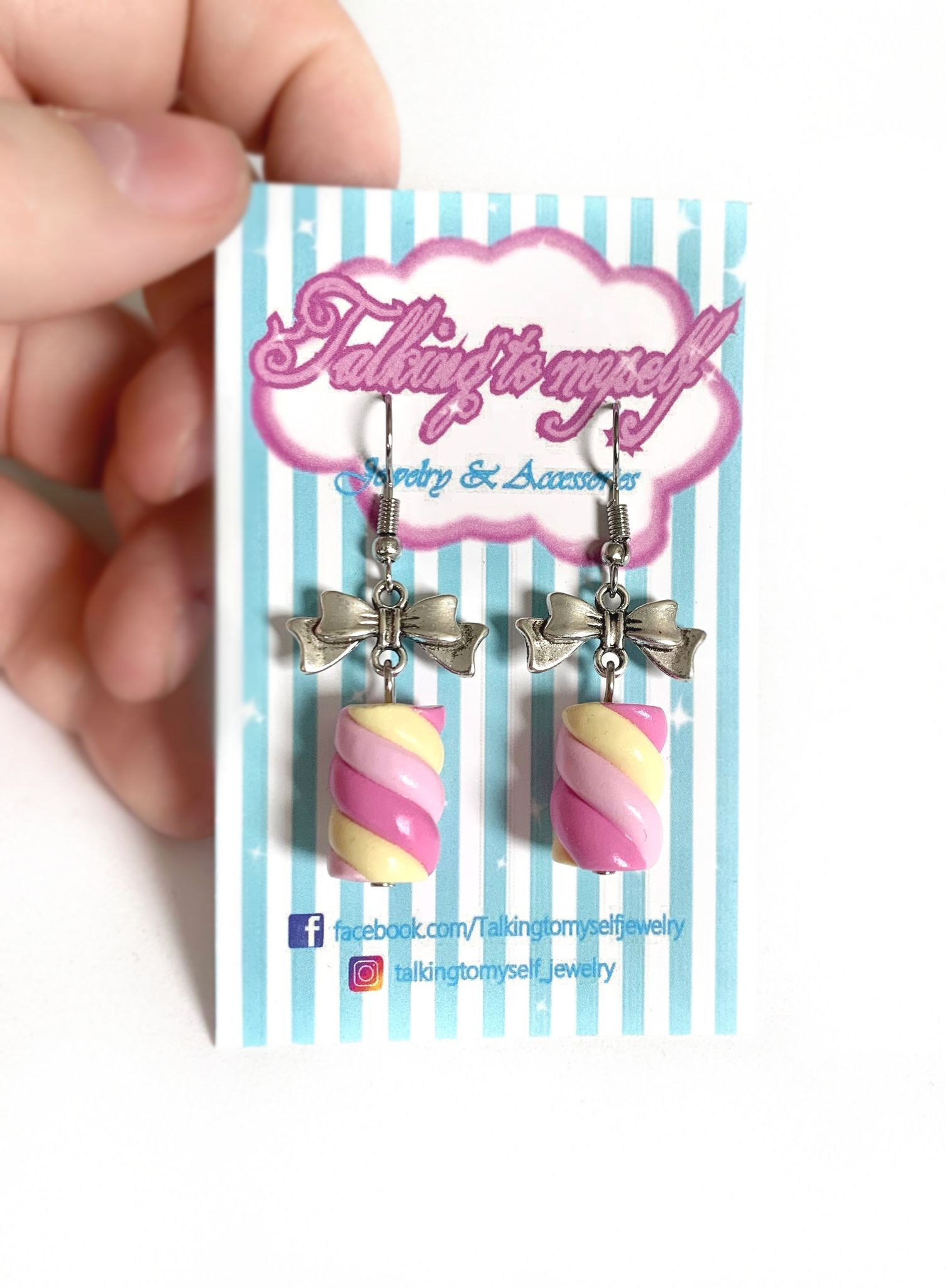 Vaahtokarkki - korvakorut - pink/yellow