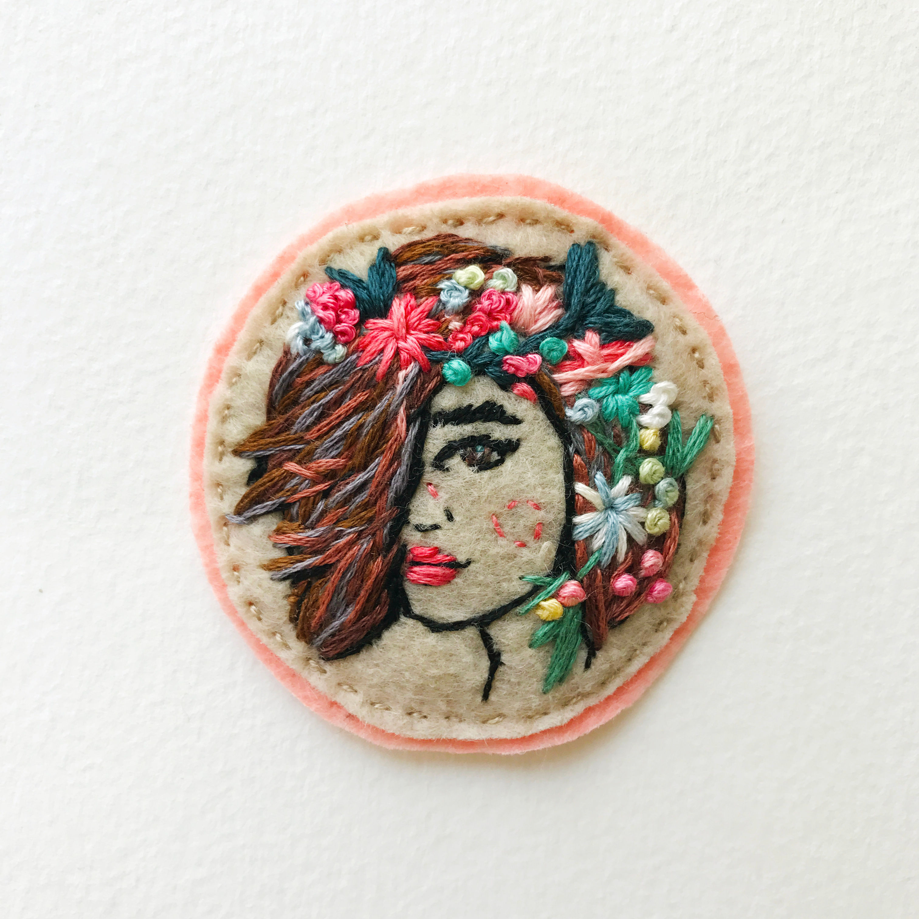 Botanical Girl Patch No 2 - Hand embroidered patch