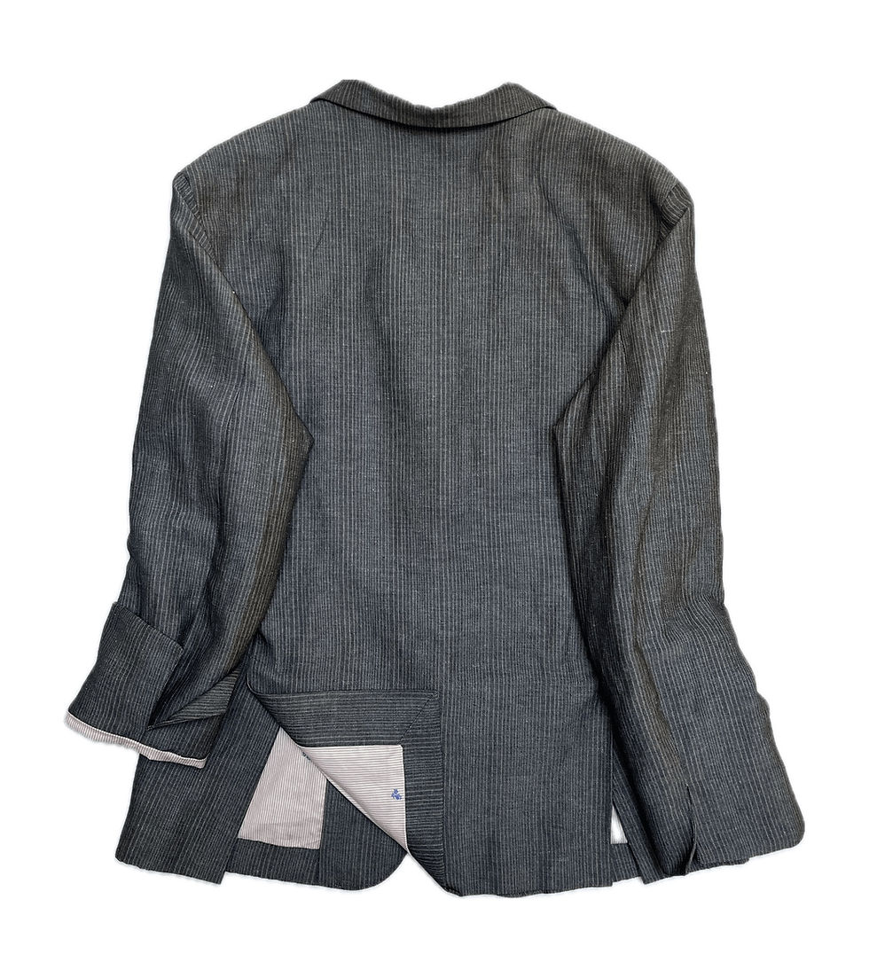 Thumbnail: Boyfriend Jacket (Grey stripe linen)