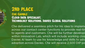 Very happy to announce that I placed 2nd place winner out of over 700 initial ideas in Davies Innovation Lab Season 5! 🎉