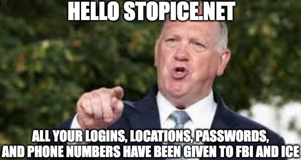 Crowdsourced Anti-ICE Alert Site StopICE.net Briefly Defaced with Tom Homan Image; User Data Claims Spark Outrage and Celebration