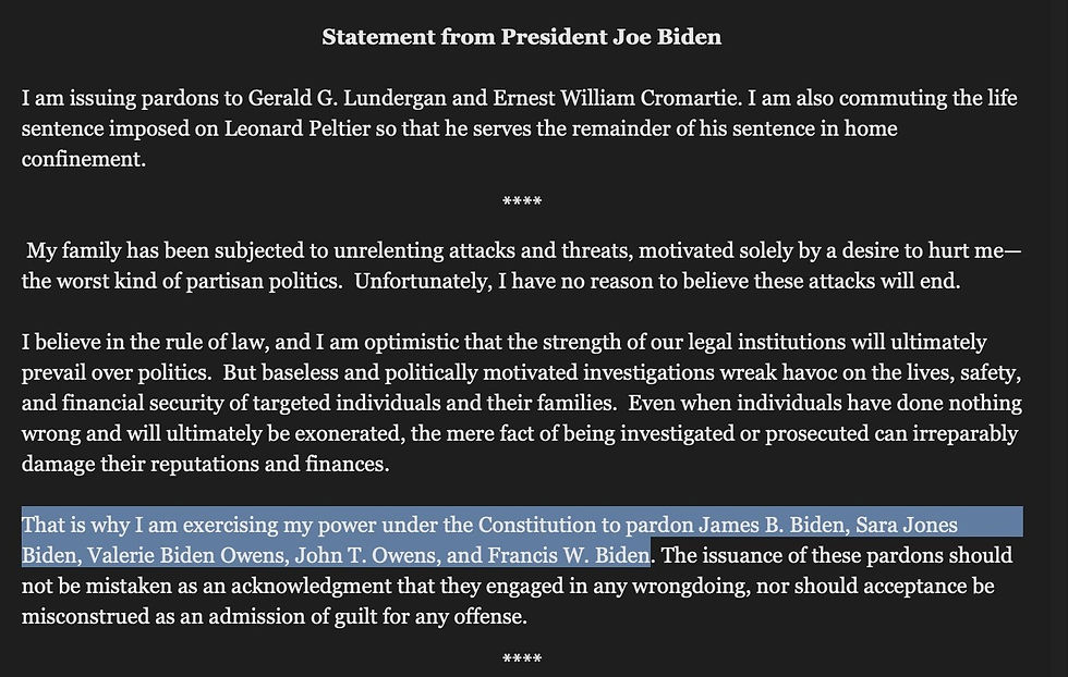 Biden Pardons family members