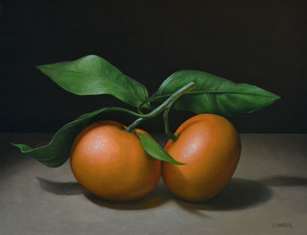 2 oranges, 11x14, oil on ACM panel, 2023