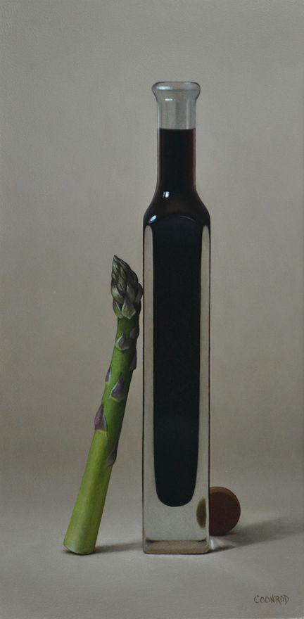 Balsamic Glaze and Asparagus,16x8, oil on ACM panel, 2023