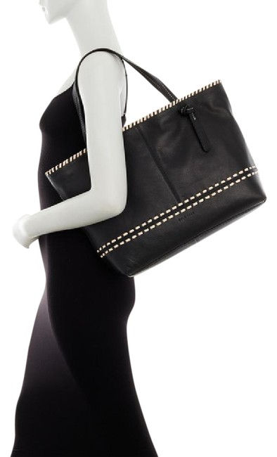 Thumbnail: Cole Haan Brynn Black Sand Shell Leather Tote