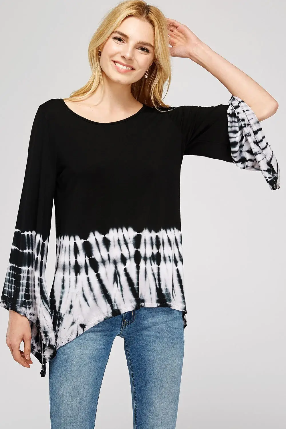 Urban X Black and Gray Bell Sleeve Top