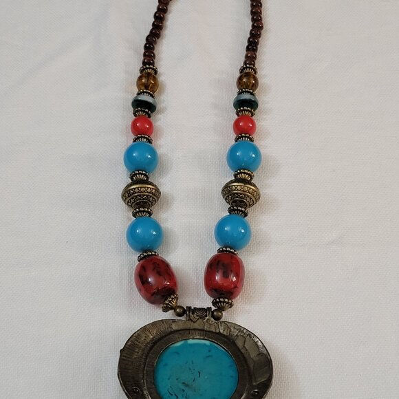 Thumbnail: Vintage Bohemian Tibetan Style Necklace