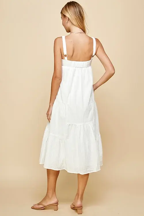 Thumbnail: Millibon Ivory Checkered Midi Dress - Large