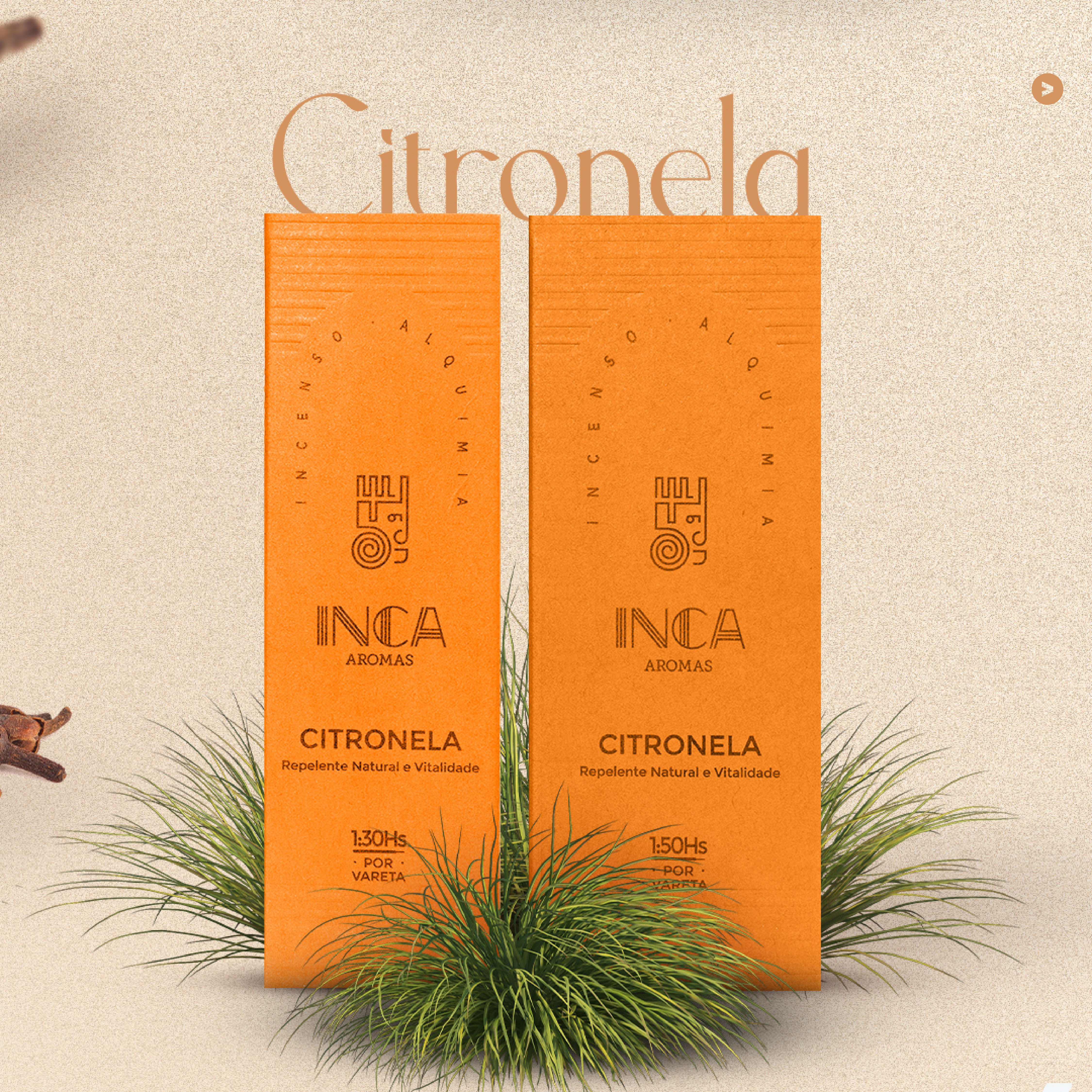 Incenso Vareta Natural Artesanal Citronela 4 varetas Inca