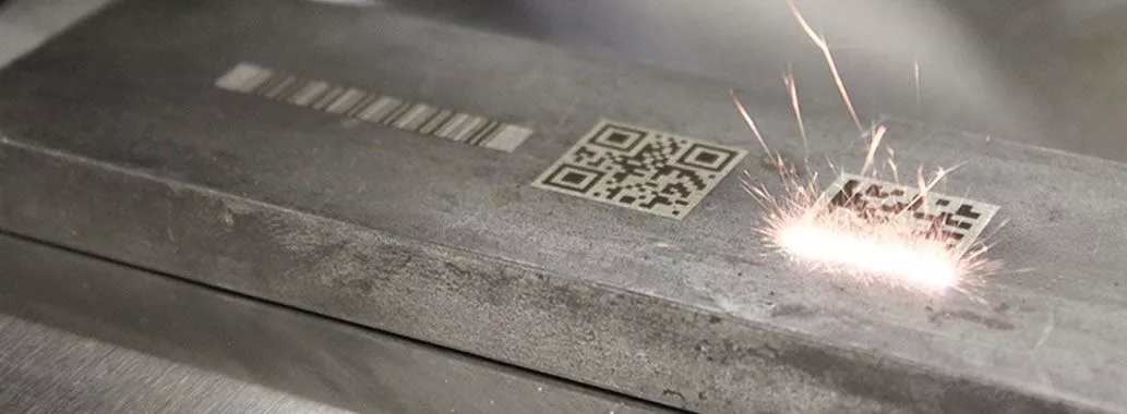 A fiber laser engraving metal