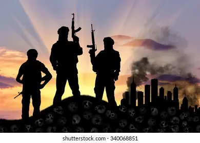 Terrorists attack silhouette