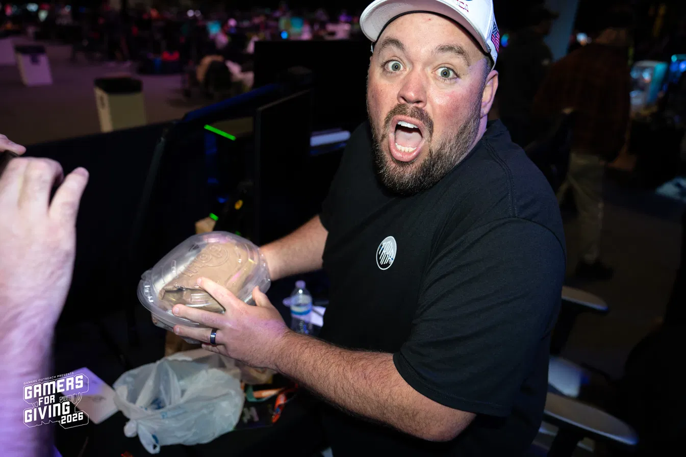 BobbyRayGray reacting on camera at Gamers for Giving 2026