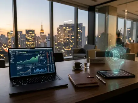 Corporate desk in Brazil showing charts on a laptop illustrating crypto taxes brazil foreigners.
