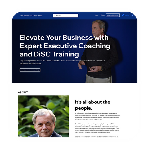 A simple corporate design for a business coach's website in Shelby Township, Michigan.