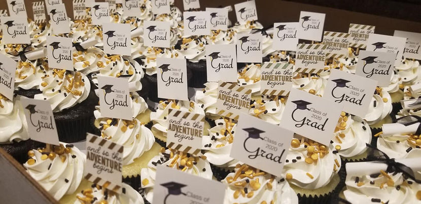 Golden flake topped cupcakes for grad party