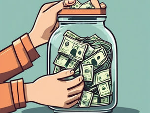 hands put money in a jar for an emergency fund