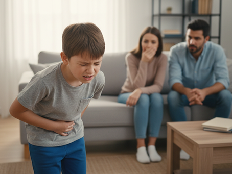 Ilustração de uma criança com fáscies de dor 