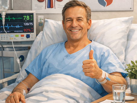 ilustração de um homem sorridente, após um procedimento de transplante renal