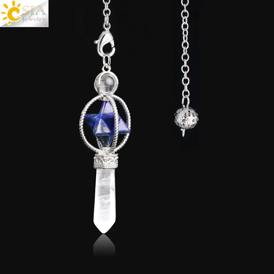 Thumbnail: CSJA Merkaba Dowsing Pendulum Quartz Natural Stone Crystal Reiki Healing Pendule