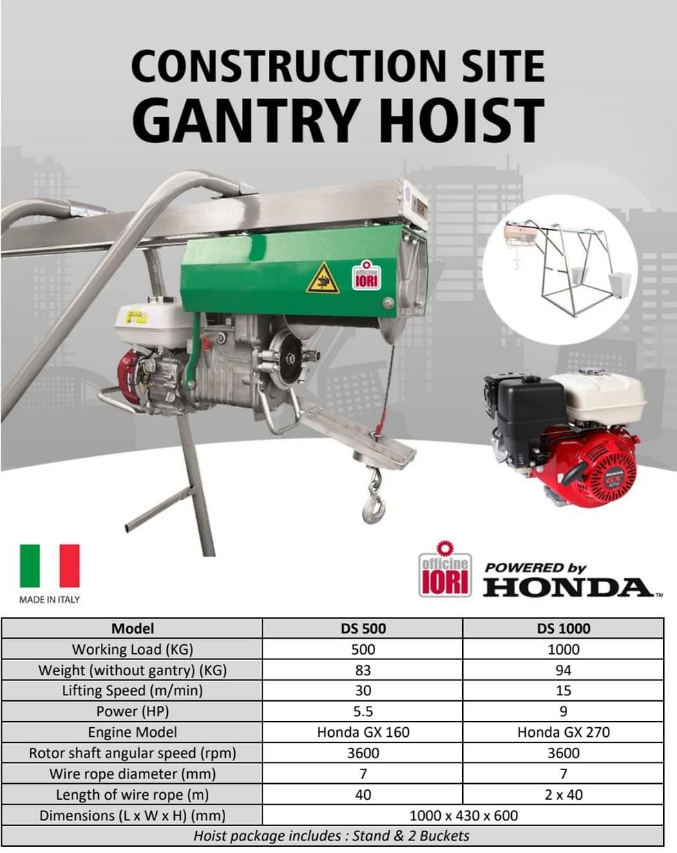 Lori Italy 1 Tonne Concrete Hoist