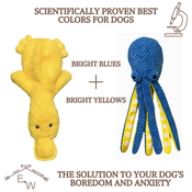 Duck and Octopus Dog Toy Set - Crinkle, Squeaky, Plush, No Stuffing, Interactive, Calm, Fun, Cuddle, Play - Large, Medium, Small Dogs and Puppy - Audible Stimulation & Bright Colors