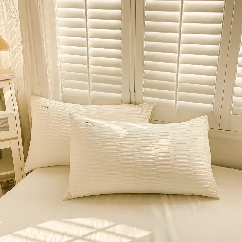 Thumbnail: Seersucker Textured Bedding Set Soft Duvet Cover Sheet Set