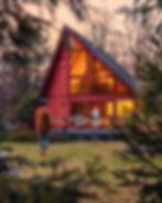 Golden-hour glow on the A-frame