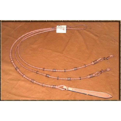 Steve Guitron Custom Rawhide Vaquero Light Oil with Black Accents Romal Reins athorsehardwear