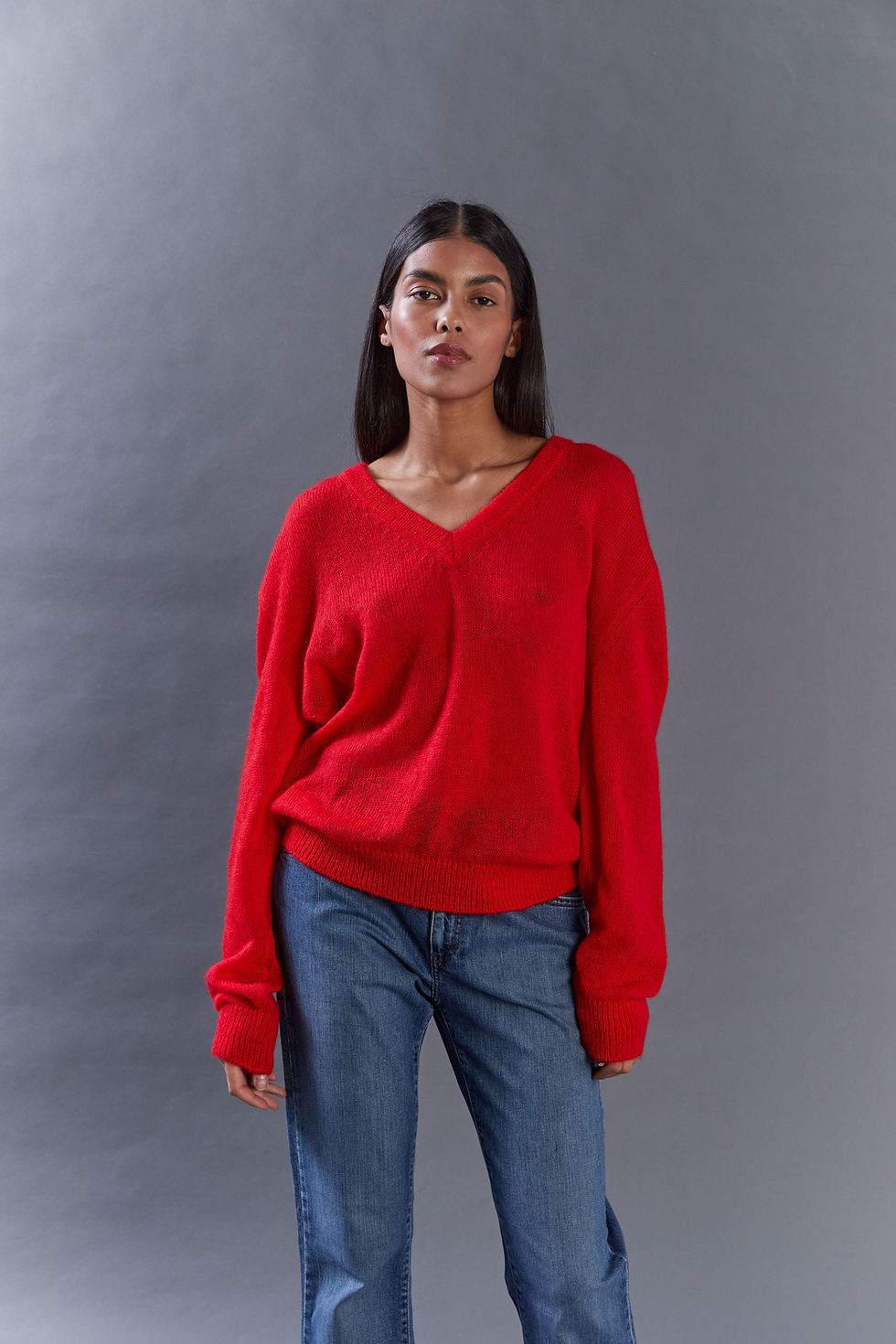 Thumbnail: Oversized sweater with a V-neckline