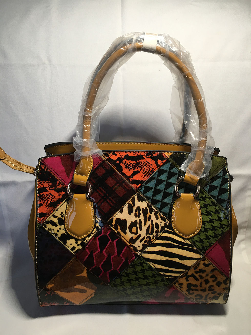 Thumbnail: Animal print patchwork satchel