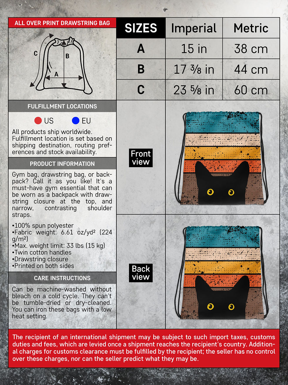 Thumbnail: Peeking Cat in Retro Colors | AOP Drawstring Bag