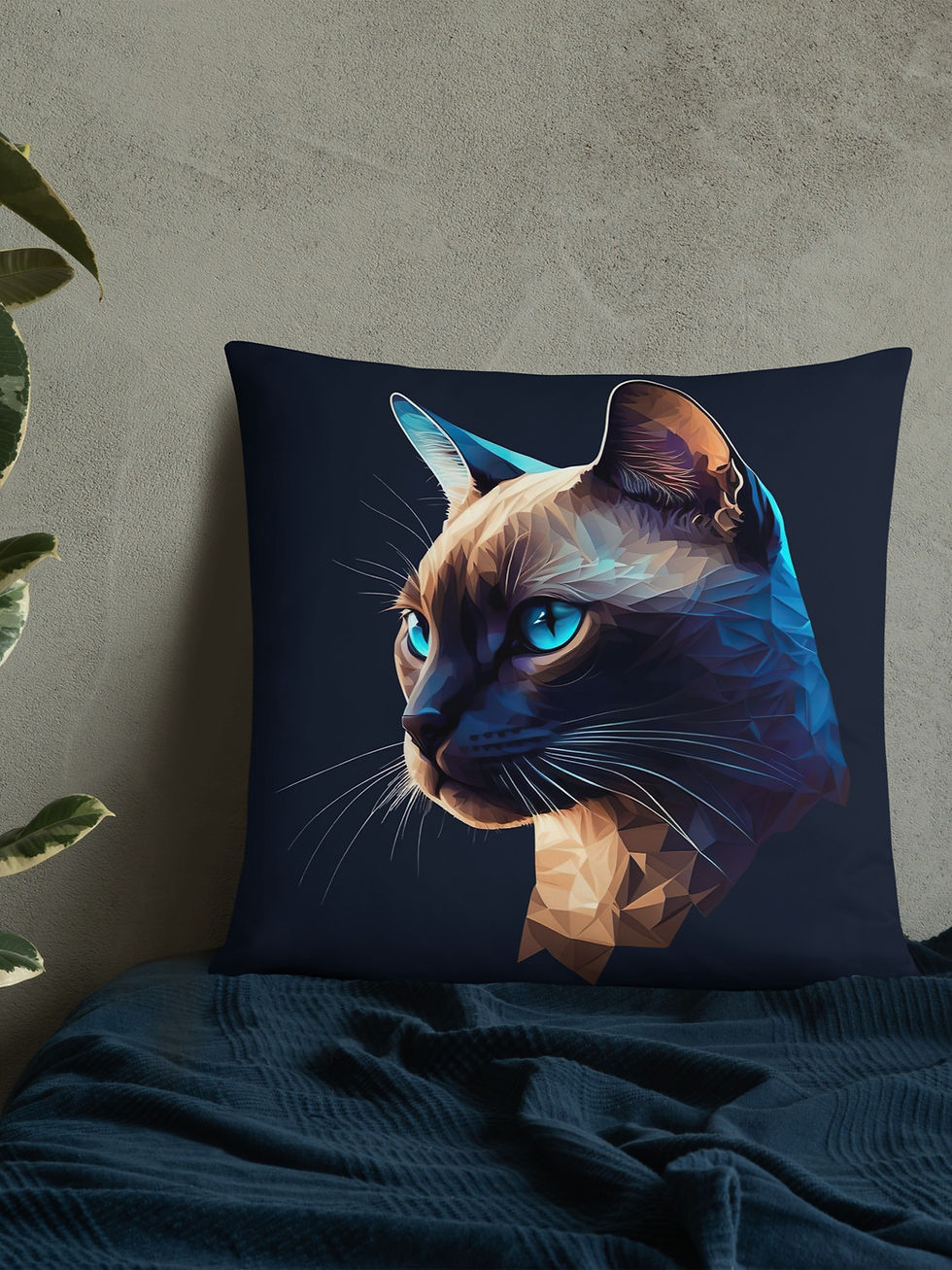 Thumbnail: Abstract Siamese Cat Portrait | AOP Throw Pillow